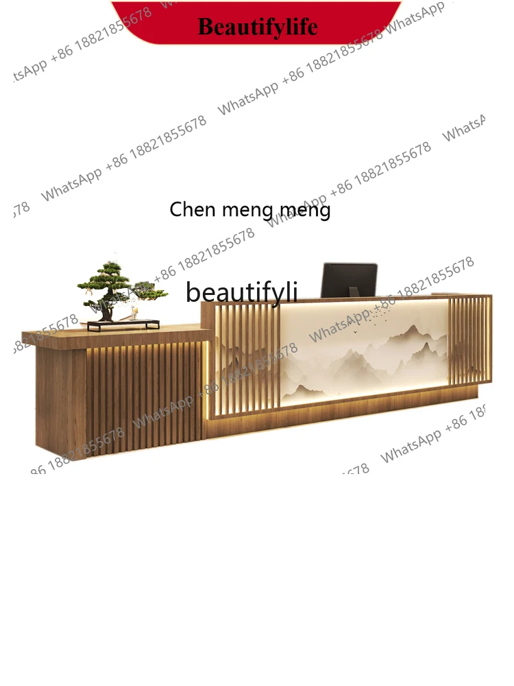 

X Retro New Chinese Cashier Bar Hotel Reception Table Reception Health Club Bed & Breakfast Foot Bath Ear Cleaning Restaurant