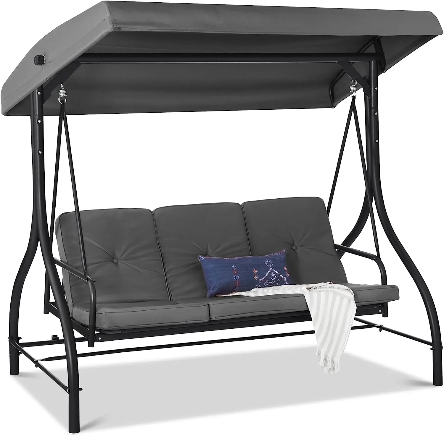 

Outdoor Garden Patio Swing 3 Seater Hanging Hammock Swings with Capnoy