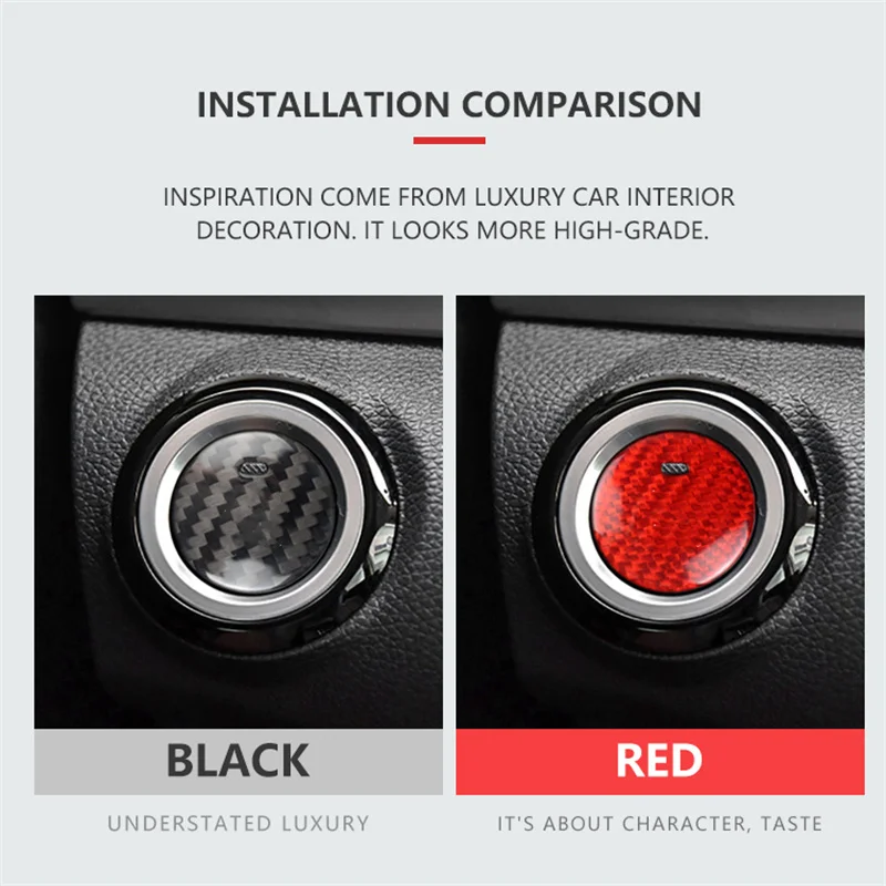 Per BYD F3 Car Engine Start Stop Button Cover adesivo in vera fibra di carbonio 2013 2014 2015 2016 2017 2018