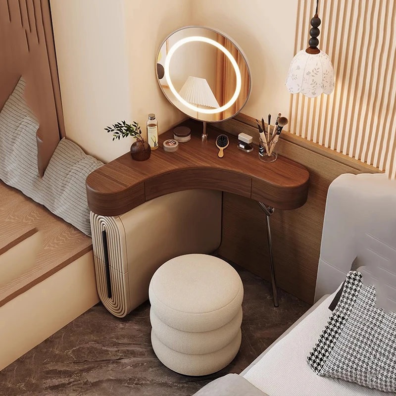 

Mid Century Wood Vanity Table Drawers Modern European Jewelry Dressing Table Storage Bedroom Penteadeira Lounge Suite Furniture