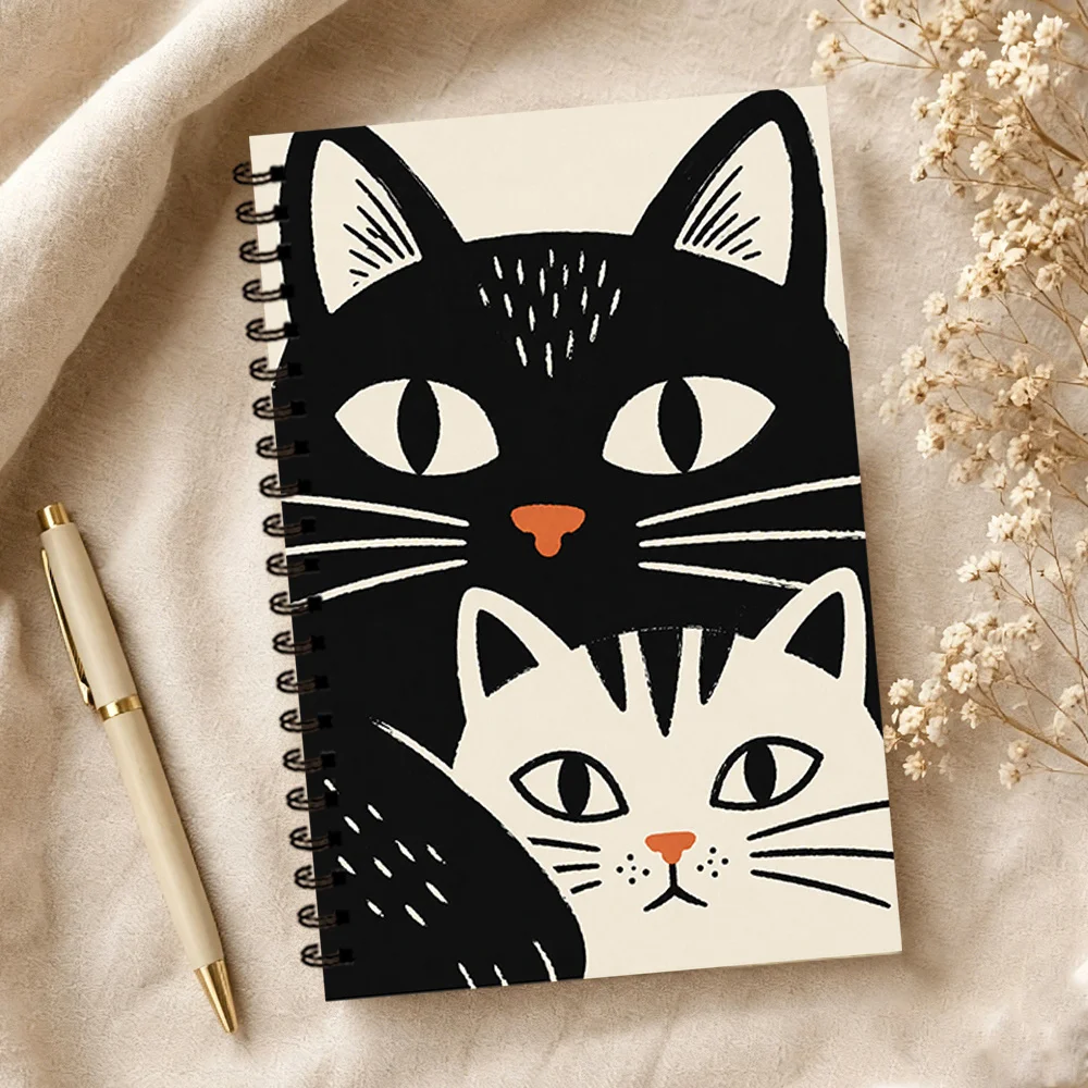 Farbblock-Notizbuch mit Katzenmotiv, 1 Stück, Blanko-Linienblätter, Ideales Geschenk zum Notieren, Inspirierend für Alle, Perfekt für Studenten