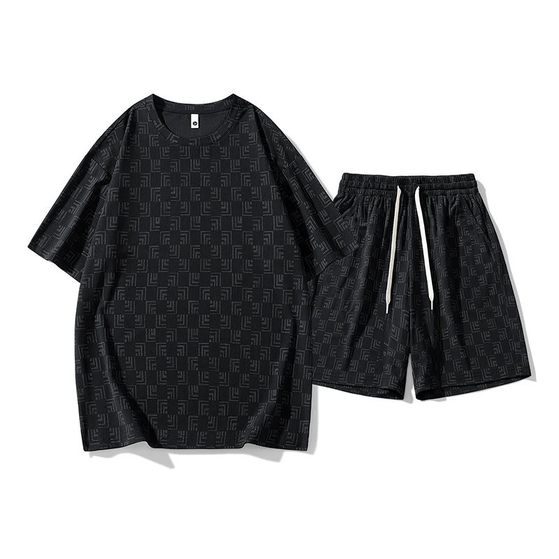 Plus Size 8xl Quick Dry T Shirt+Shorts 2 Piece Tracksuit Sets Men Breathable Short Sleeve T-Shirt Oversized 7xl Sportswear Male