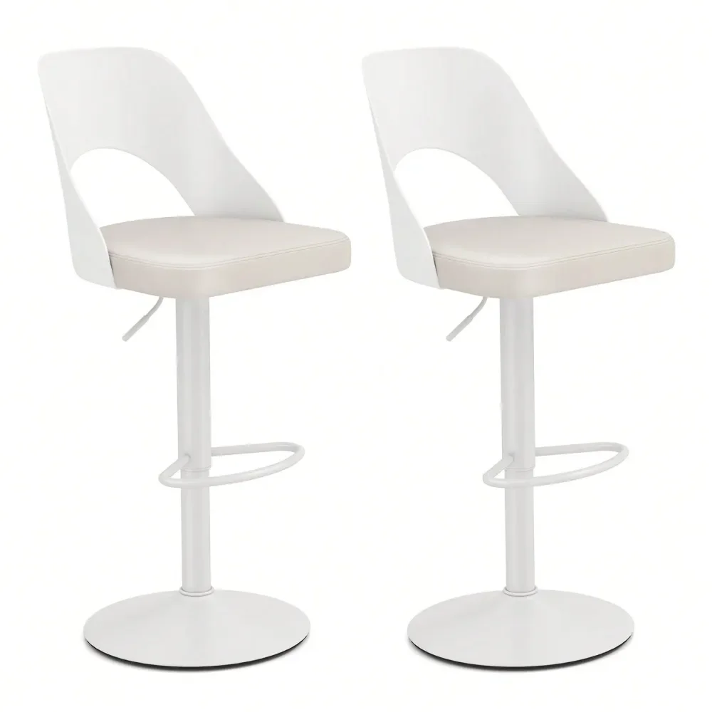 

Bar Stools Sillas Para Barra AltaStools Set Of 2 W Enlarged PU Leather Seat Footrest Swivel Bar Chairs