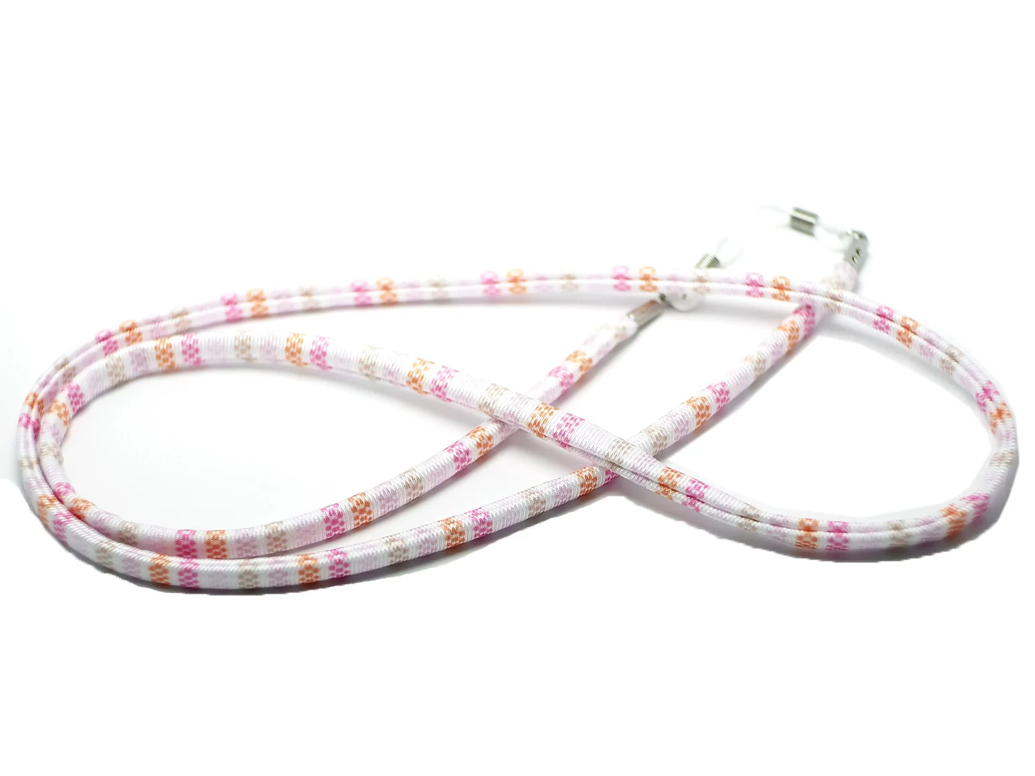 

Red Orange Dots Chain Spectacle Strap,Beige Sunglasses Chain,Stitched Lycra Cord Strips Spectacle Chain,Lace Eyeglass Cord