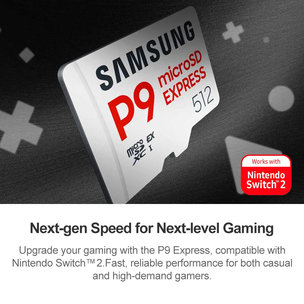 SAMSUNG Micro SD Express Card P9 for Nintendo Switch 2 Accessories 256GB 512GB Transfer Speed up to 800MB/s Game Memory microSD