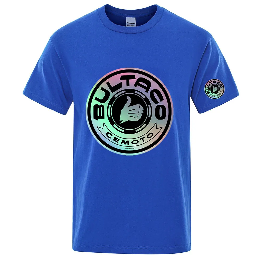 

Новая мужская хлопковая футболка с мотоциклетным принтом Bultaco Cemoto, летние футболки с короткими рукавами и круглым вырезом, уличная одежда, топы большого размера