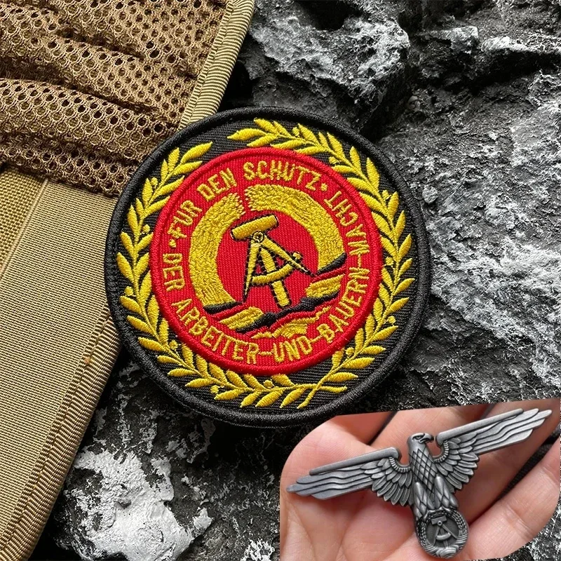 DDR Ost Deutschland Runde Moral Abzeichen Metall Patches Militär Armbinde Retro Stickerei Patches taktische Rucksack Jacke Applikation