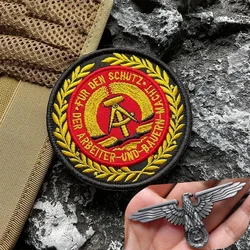 DDR East Germany Round Morale Badge Metal Patches Military Armband Retro Embroidery Patches Tactical Backpack Jacket Applique