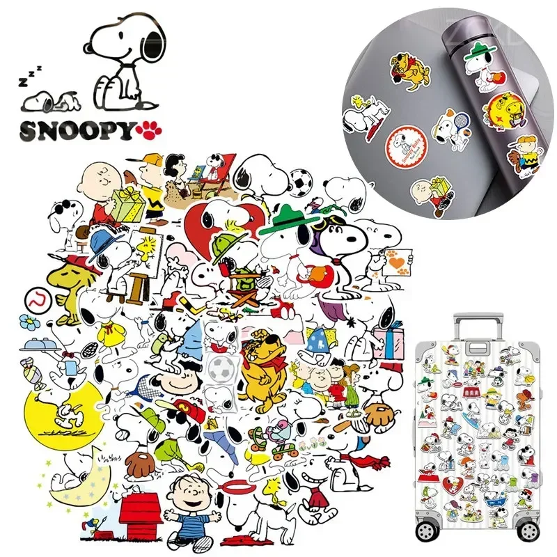 50/100pcs Snoopy Charlie Brown PVC impermeabile Cartoon Sticker Cute Animation bagaglio per bambini Notebook decalcomanie decorazione giocattolo