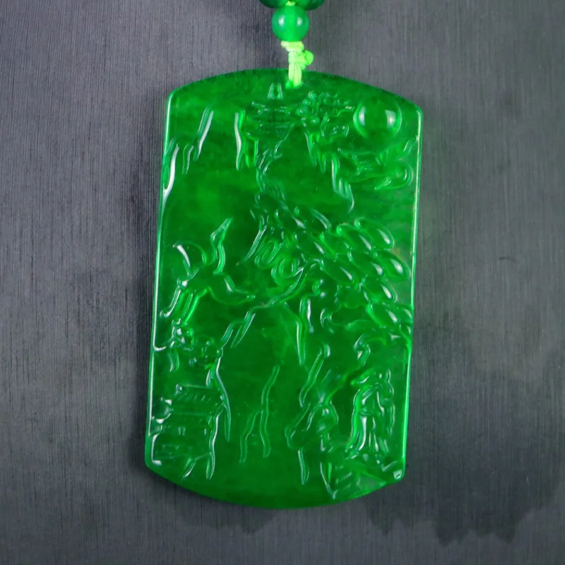 

Natural High Ice Fashion Green Landscape Brand Pendant Necklace, Unisex Style