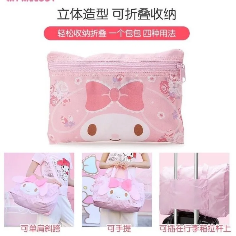 MINISO Anime Kawaii Cinnamoroll torba podróżna o dużej pojemności Cute Cartoon moja melodia płócienna torba do przechowywania prezenty dla dziewczynek