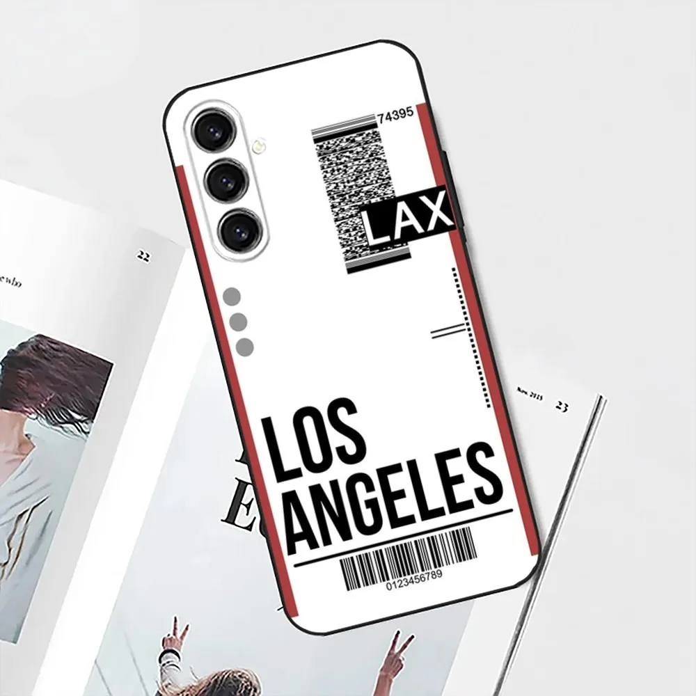 Air Ticket New York London Paris Label   Phone Case For Samsung Galaxy A13,21s,22,31,32,52,53,71,80,91 Black Soft Cover image 3