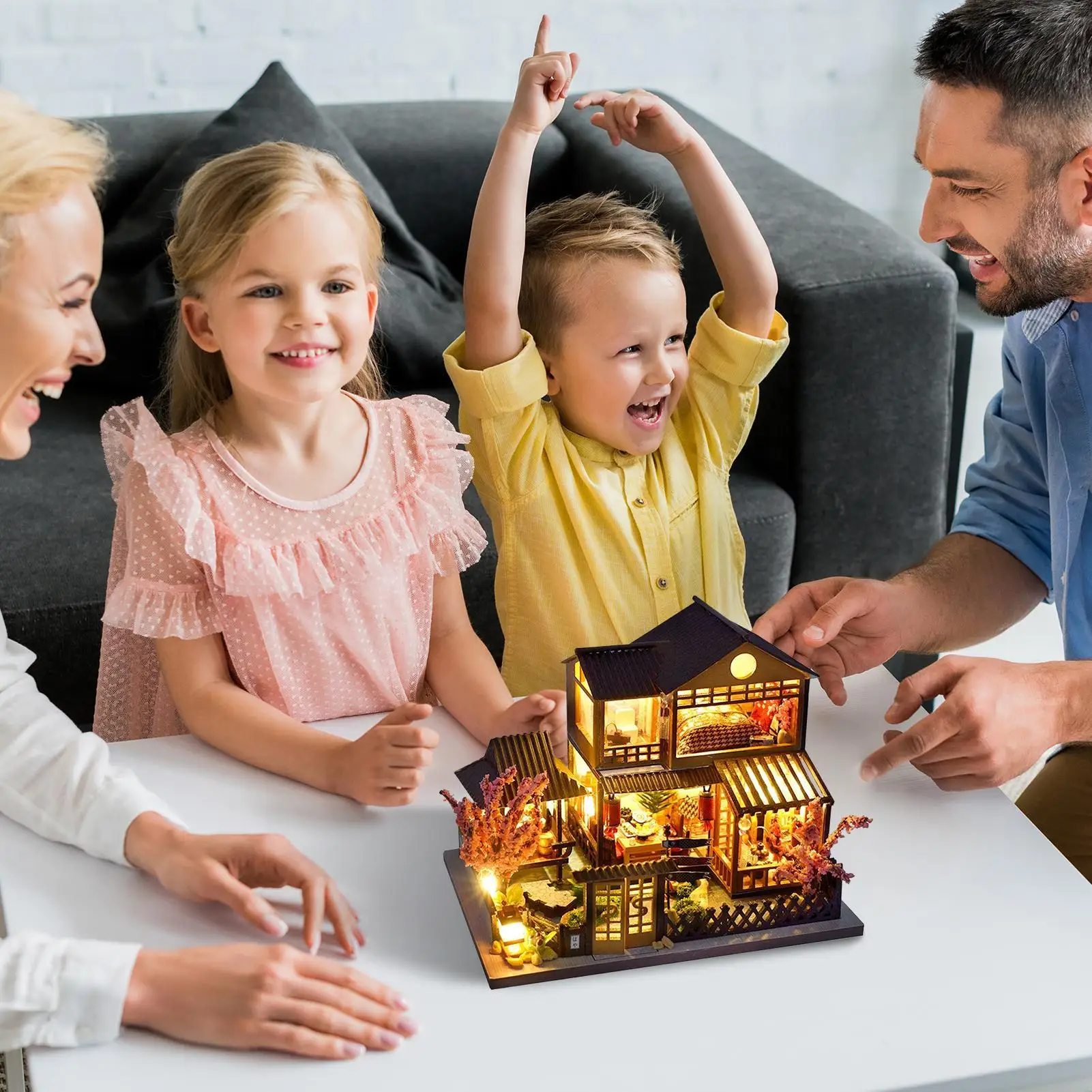 

Model House Kit House Miniature Kits For Adults Villa Building Blocks With Led Light Craft Realistic For Library Men Kids Home