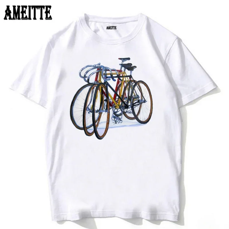 Men's Short Sleeve Drysdale Velox Ace Track Bike Art T Shirt, Classic Fixed Gear Bicycle Shirt, Hip Hop Boy Casual Tops Tees