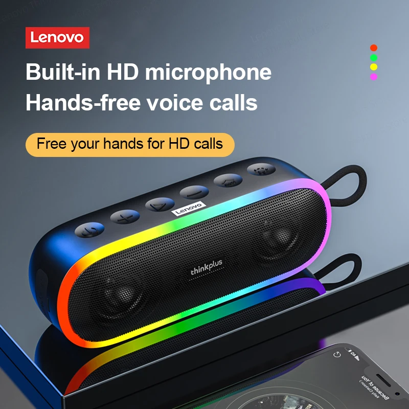 Elección Lenovo K8 altavoz inalámbrico Bluetooth 5,0 portátil de alta fidelidad altavoz LED al aire libre de alta potencia música envolvente bajo caja de micrófono nuevo