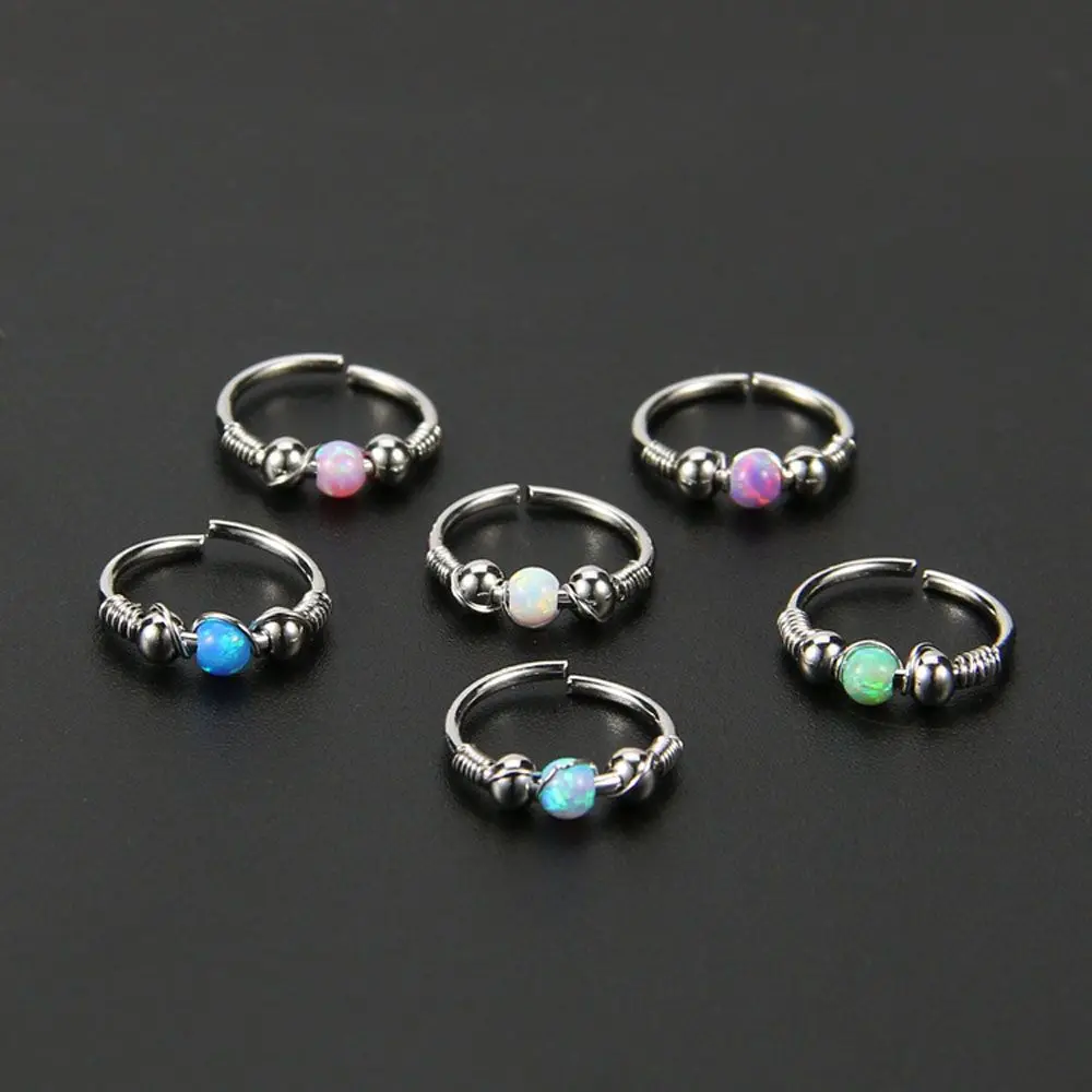 Thin Punk Small Accessories Stainless Steel Opal For Women Hoop Earrings Nose Rings Body Piercing Jewelry Lip Rings