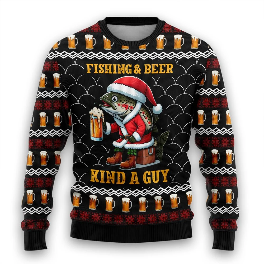 

Bass Fishing Ugly Christmas Sweater For Men Clothing Hobby Trout Fish Mens Funny Ugly Sweater Xmas Holiday Crew Neck Sweatshirt