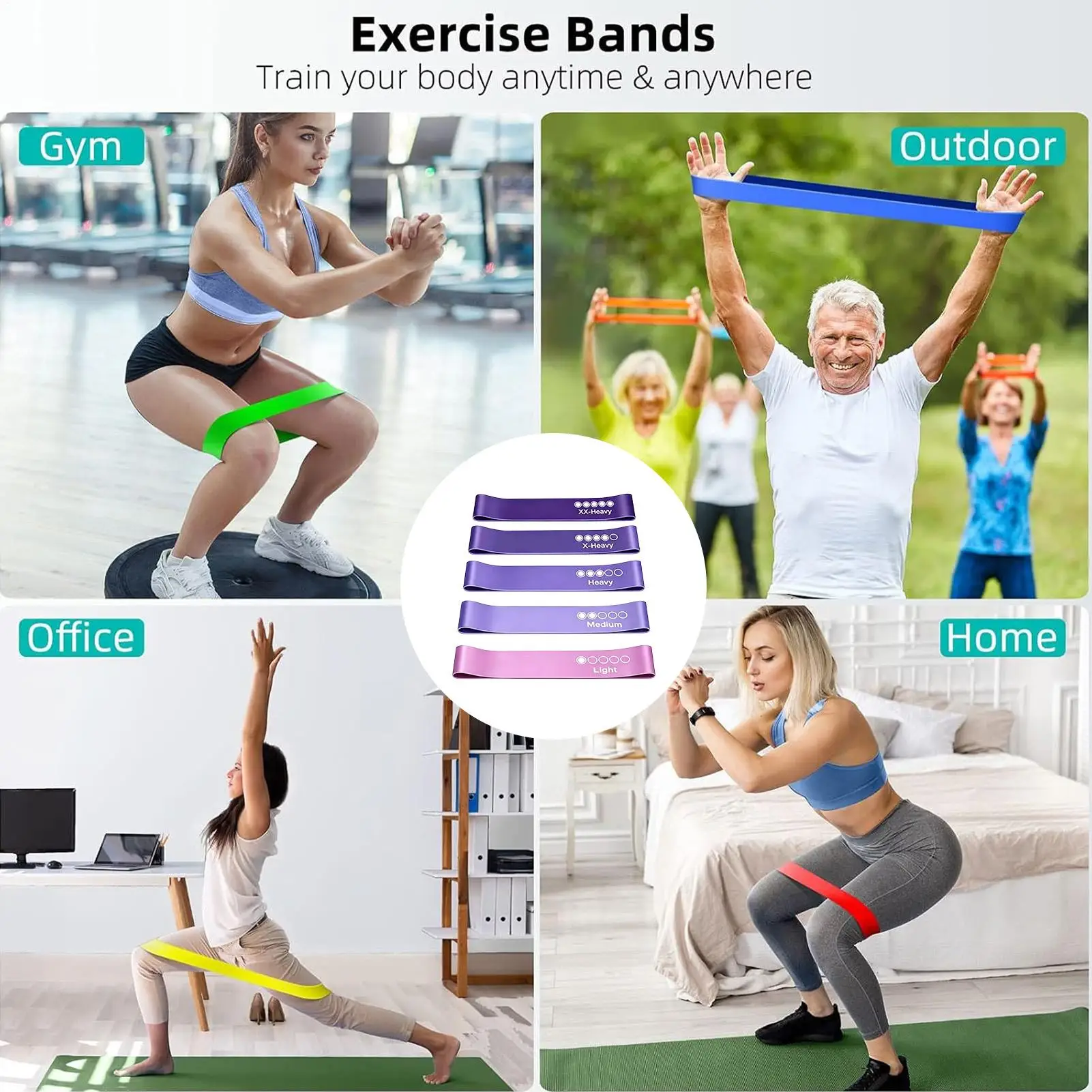 5pcs Resistance Bands For Yoga Anti-Slip Elastic Strap Leg Arm Gear Fitness Elastic Bands For Quick Hip Lifts Lifting Stretching
