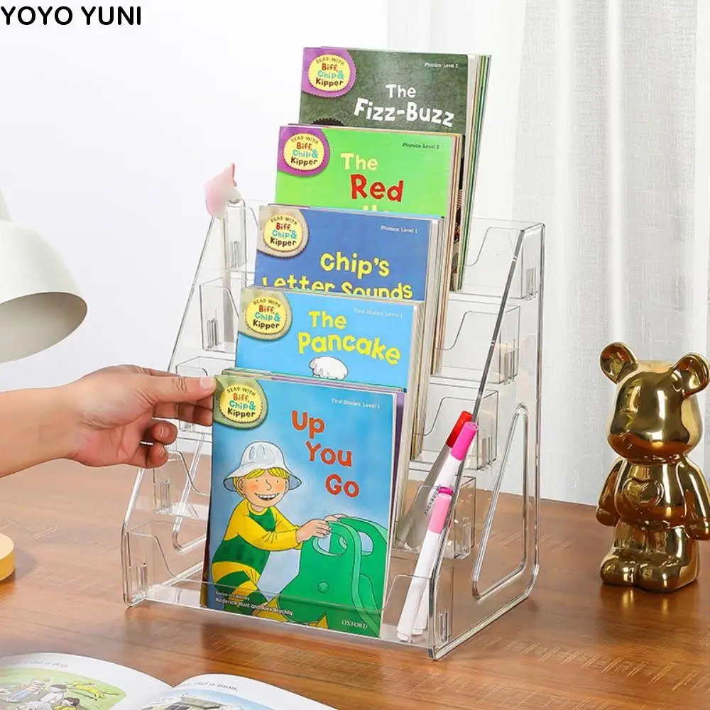 

5 Tier Acrylic Book Display Rack Detachable DIY Badge Display Holder Save Space Decorative Rack Greeting Card Storage Rack