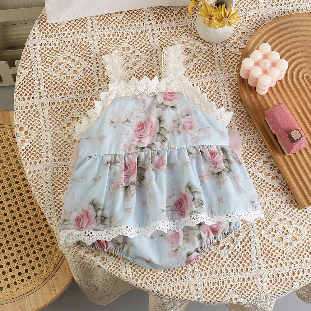0-2 Y Baby Girls Clothes Toddler Camisole One Piece Lace Bow Infant Bodysuit Girls Clothing