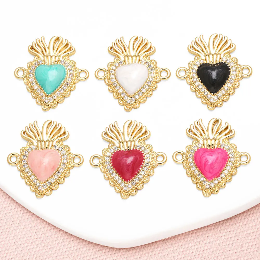 OCESRIO Multicolor Enamel Carrot Heart Charms for Bracelet Copper Gold Plated White Crystal DIY Jewelry Making Supplies chma380
