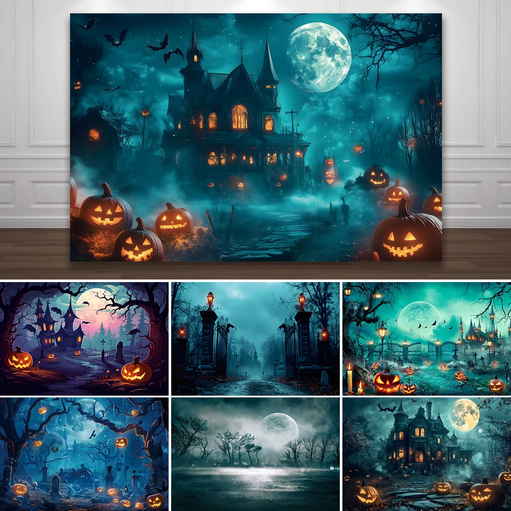 사진을위한 할로윈 사진 배경 성 공포 안개가 자욱한 해골 묘지 할로윈 파티 Photozone 배경