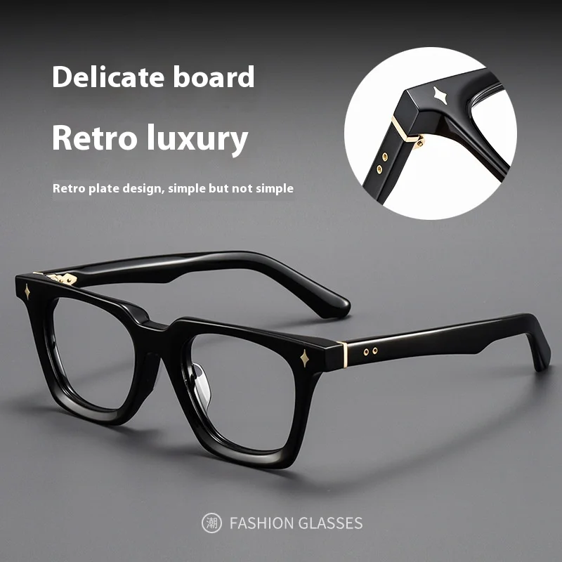 

Japan Design Steampunk Style Acetate Classical Optical Fame Man Women Top Quality Polygon Eyeglass Big size frames