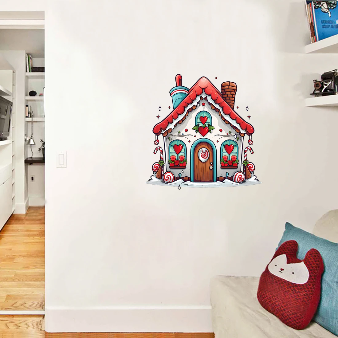 Three Ratels QB19  Winter Snowy House Colorful Cartoon Stickers Waterproof Self Adhesive