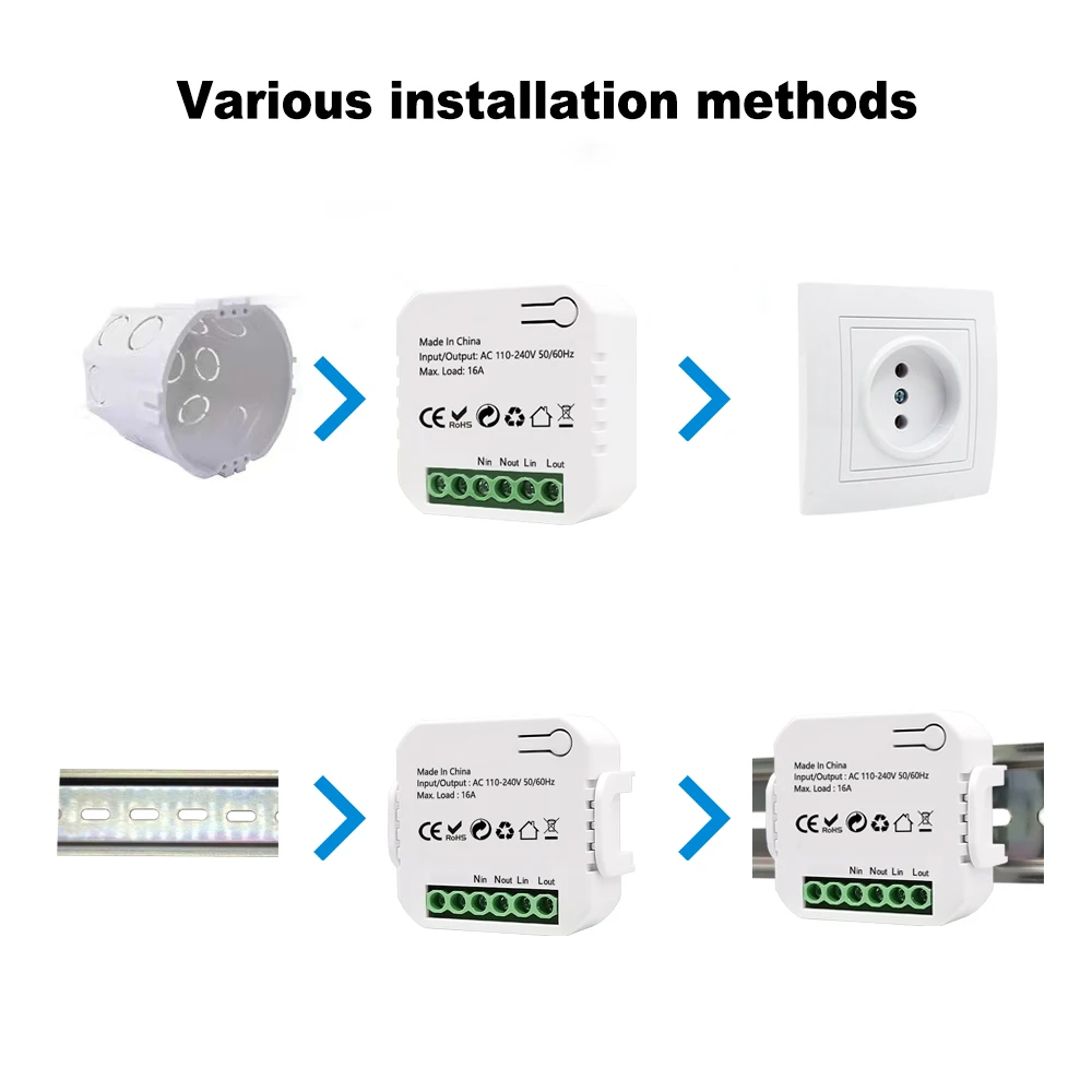 Tuya Smart ZigBee Switch Energy Monitor Tiny Relay Socket Module Timer 16A Remote Control Din Rail Works with Google Home Alexa