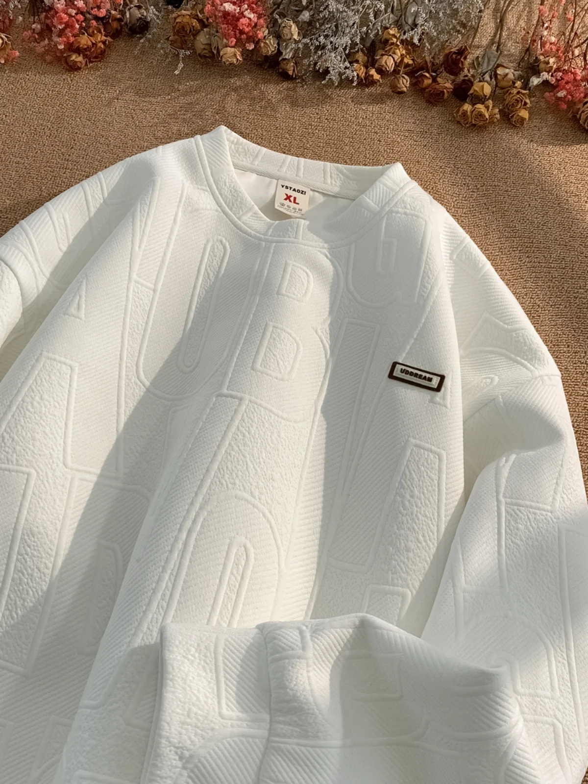 

Мужская толстовка Advanced White с круглым вырезом, весна-осень 2024, новый дизайн, модная свободная футболка с длинным рукавом для подростков, повседневная одежда