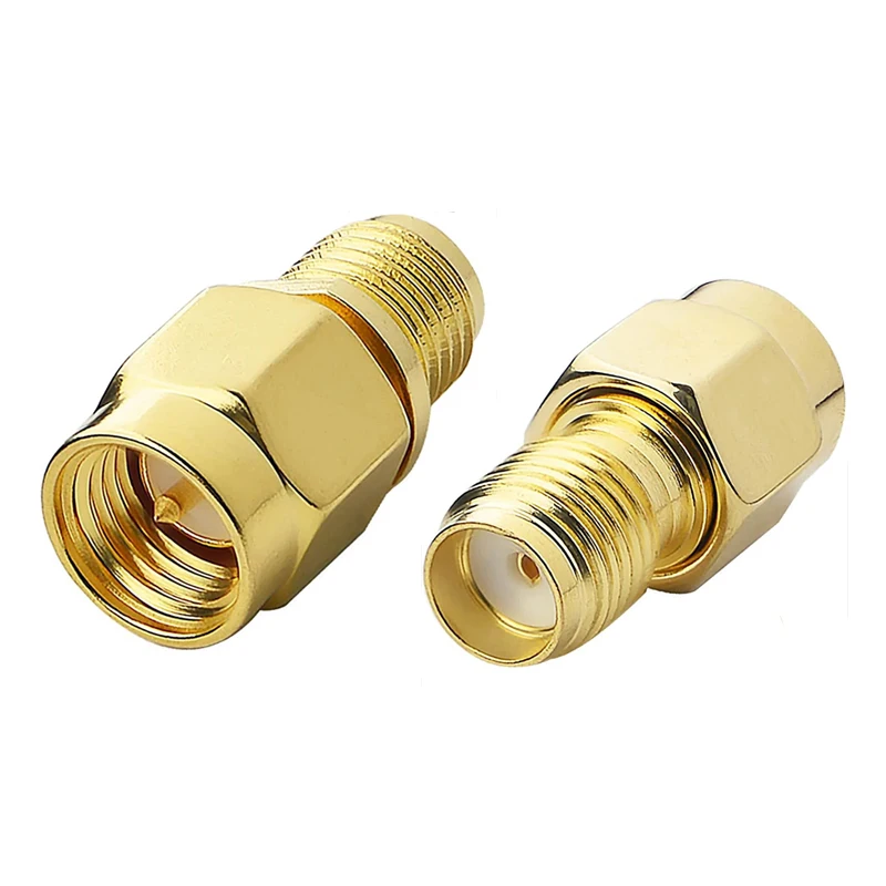 1 Stück Kupfer-RF-Koaxial-SMA-Adapter SMA-Stecker auf SMA-Buchse Gerader Stecker Vergoldet für WLAN-Router – Detail 3