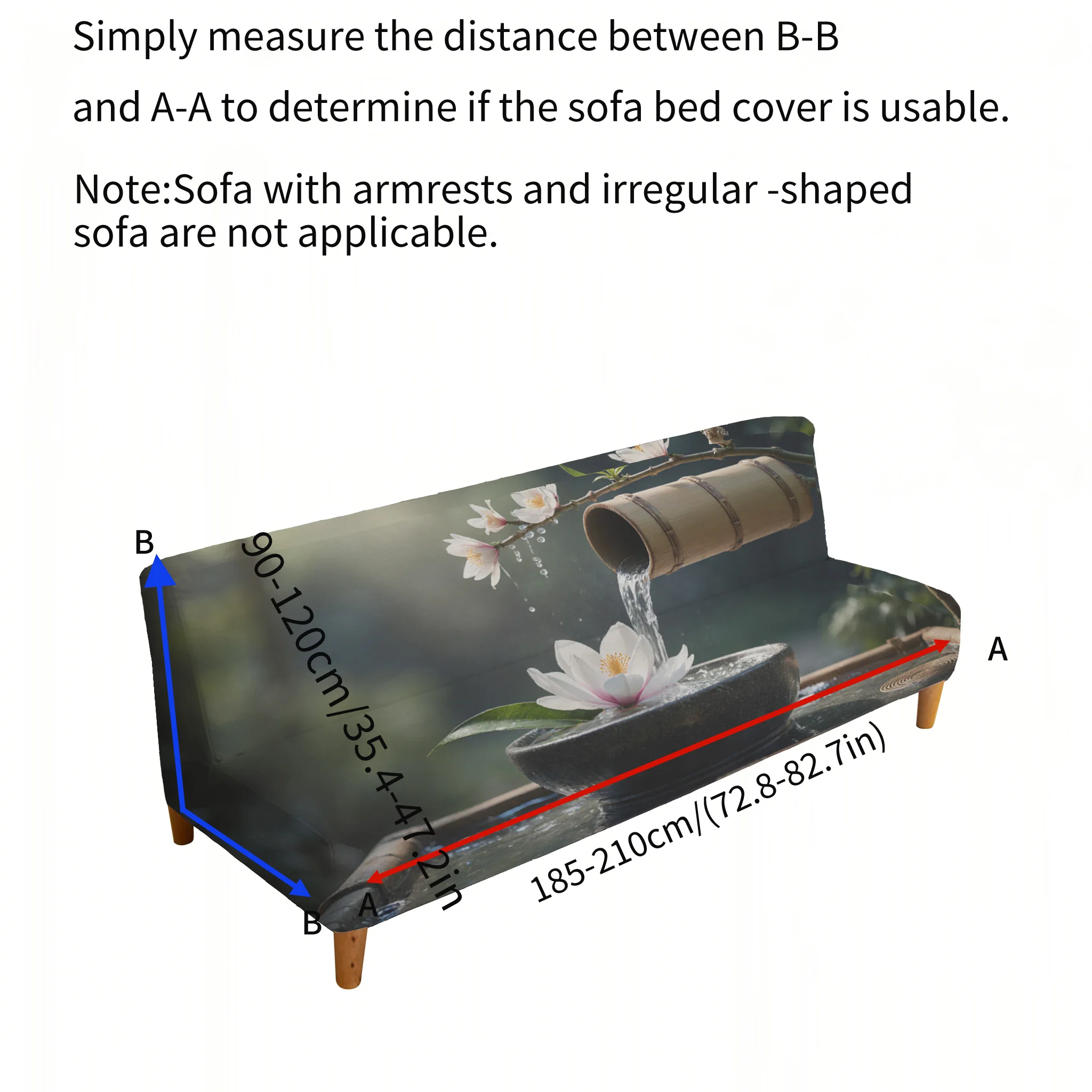 Living room bedroom universal elastic sofa bed cover, flowing peach blossom pattern, dustproof machine washable sofa bed cover