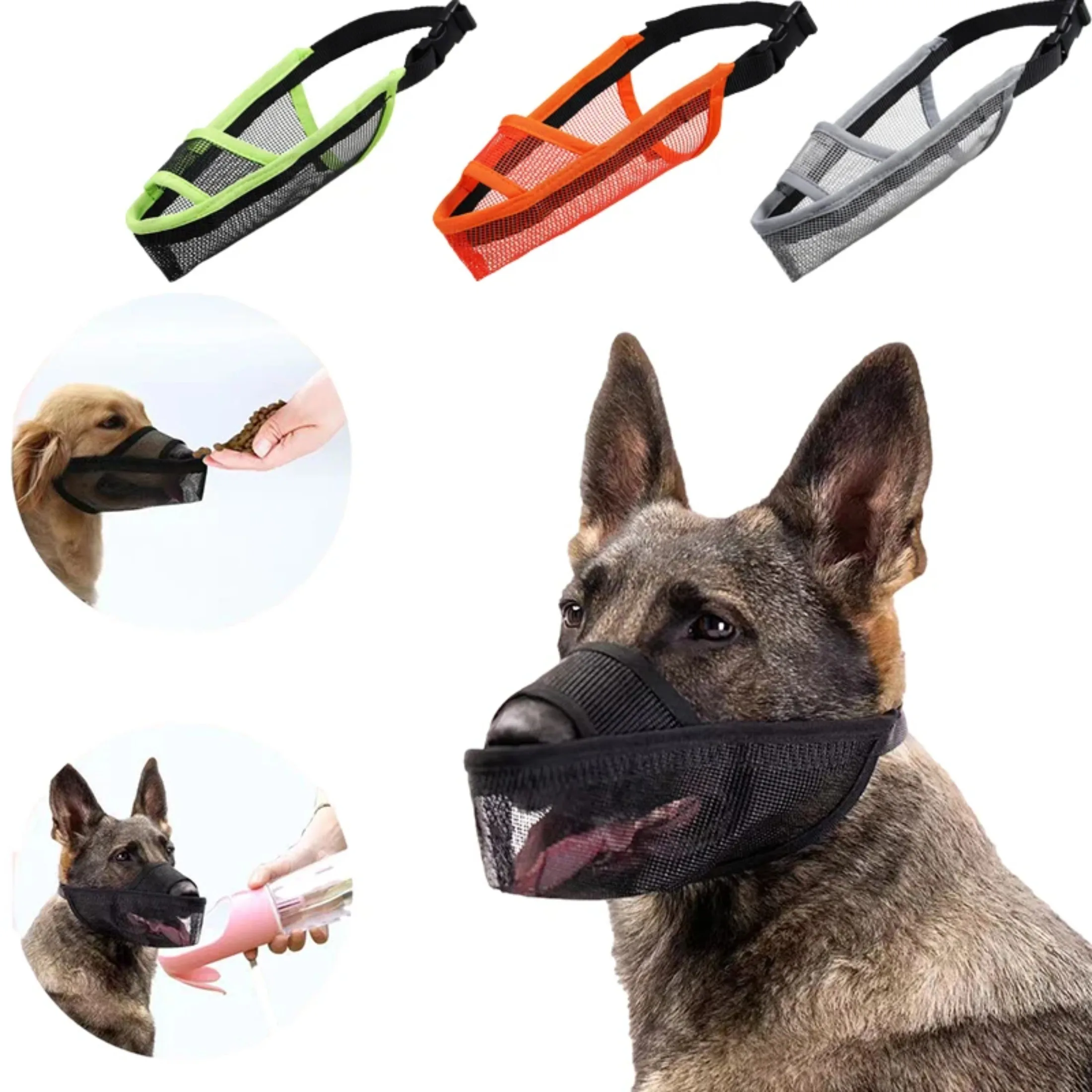 XXS-XL Dog Muzzle Anti Bark Dog Mouth Mask Adjustable Pet Muzzle for Small Large Dog Breathable Mesh Pet Mouth Pet Supplies