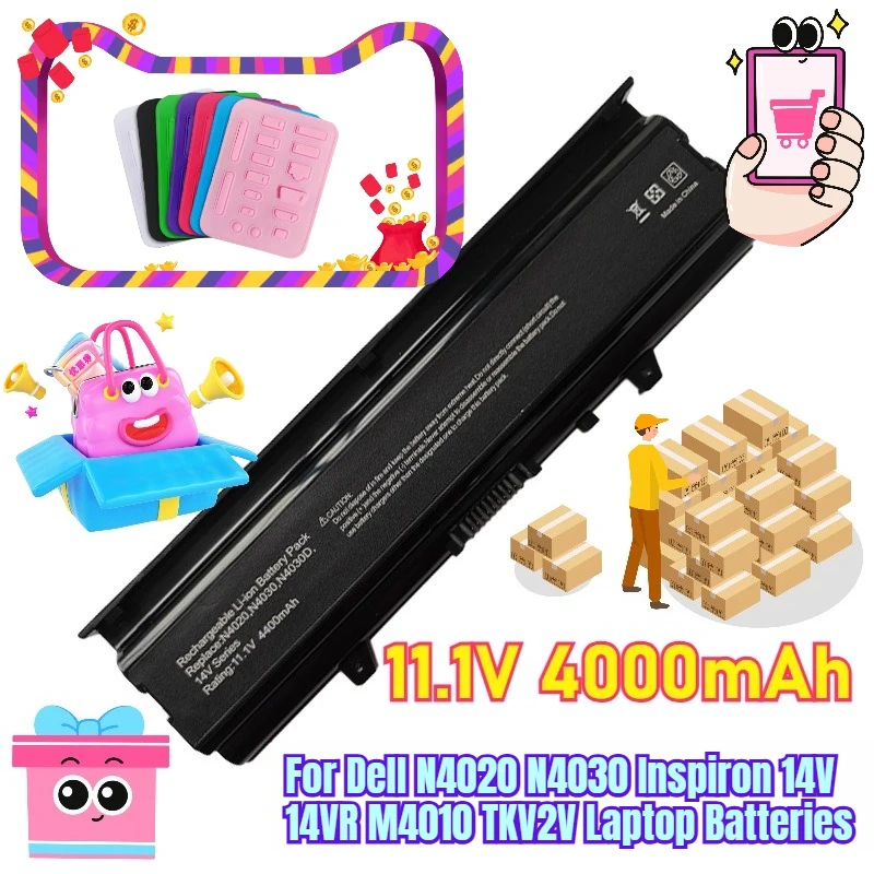 

11.1V 4400mAh for Dell N4020 N4030 Inspiron 14V 14VR M4010 TKV2V Laptop Batteries