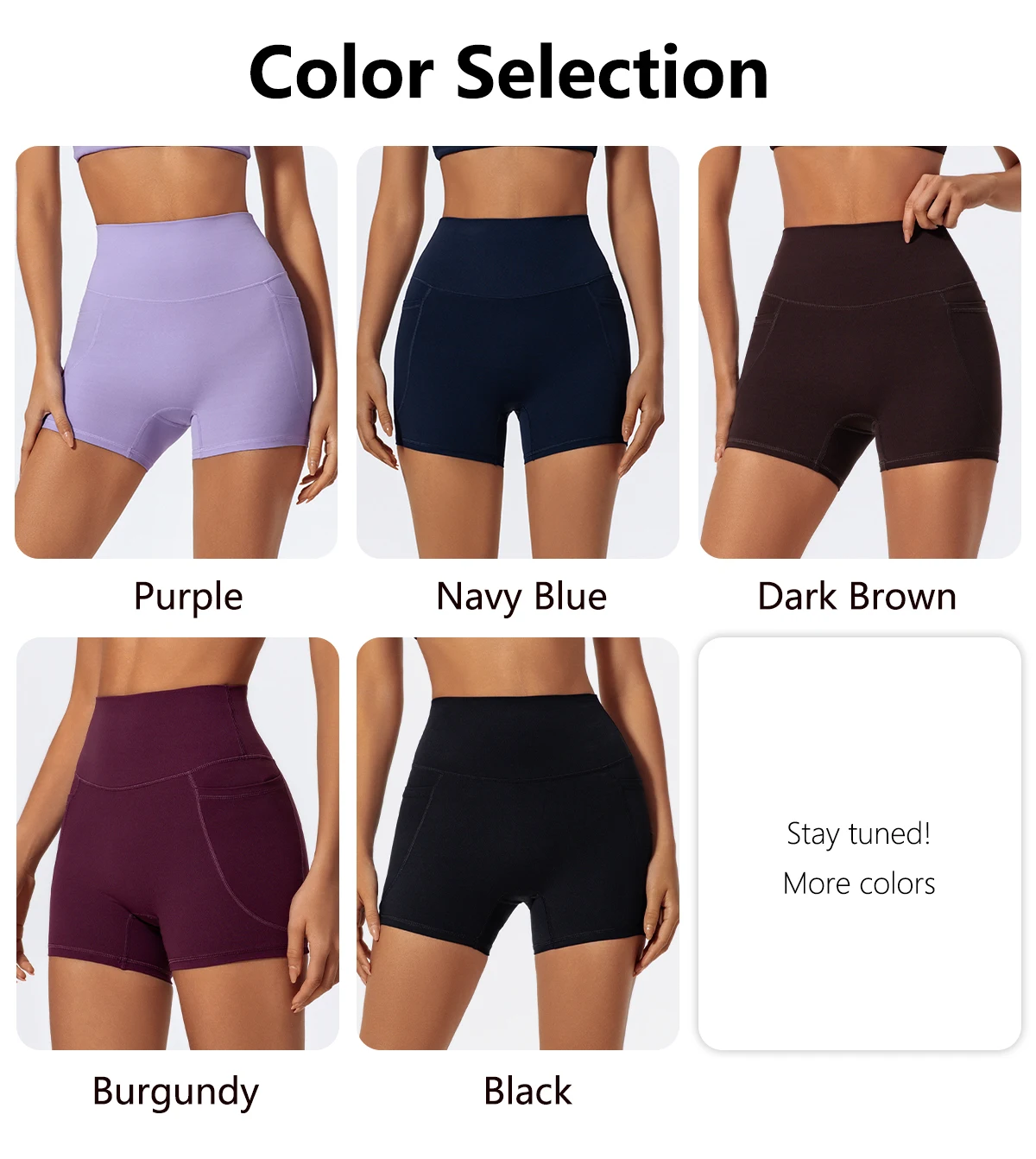 Damen-Sportshorts-Set mit hoher Taille, Taschen-Details, eng anliegende Laufhose, Damen-Fitness-Workout-Yoga-Leggings, Po-Lifting – Detail 3