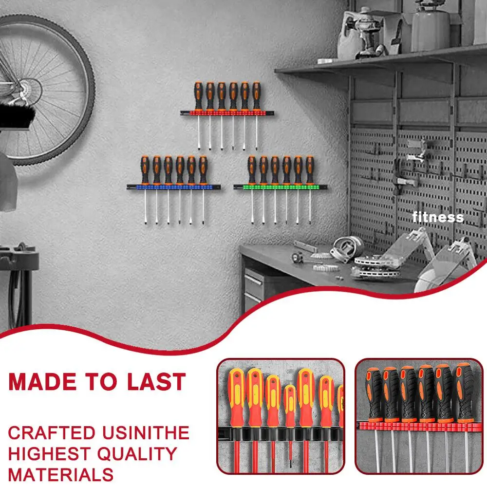 Hand Tool Organizer With Clips - Screwdriver And Wrench Holder Plastic Rail, Storage Rack For Knives And Wrenches E5P5