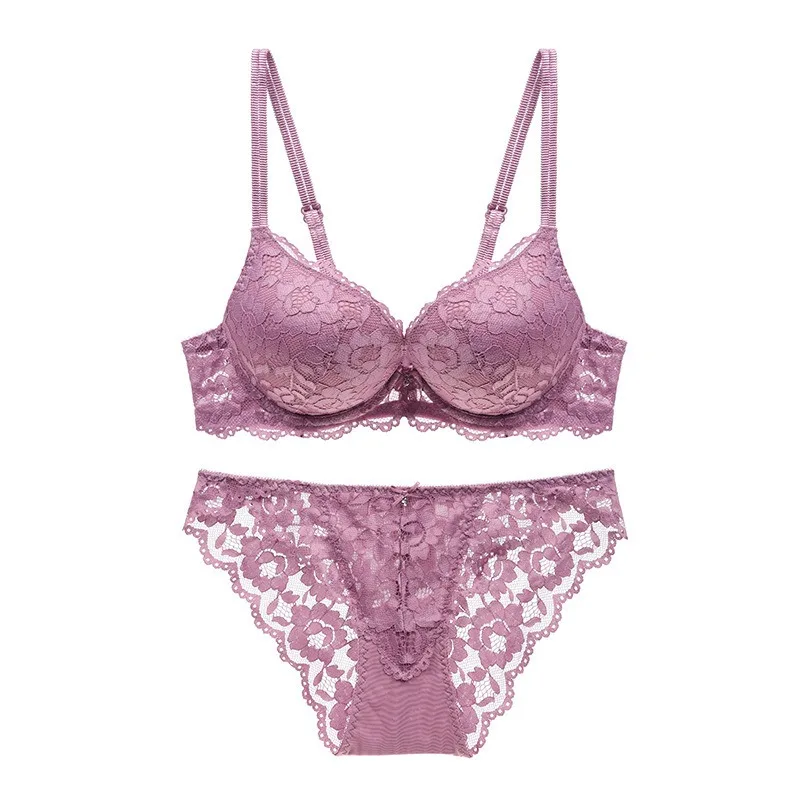 

Women Sexy Lace Bra Sexy Comfortable Underwear Adjustable Straps Gathered Bra Set