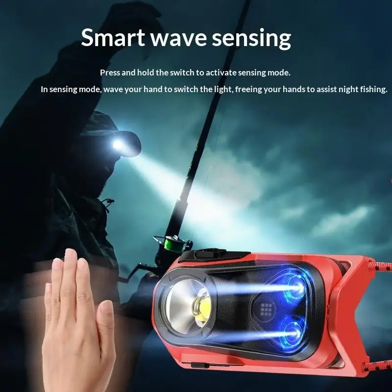 LED Headlamp Rechargeable Mini Ultralight Motion Sensor Head Light for Hiking Camping Fishing Night Running