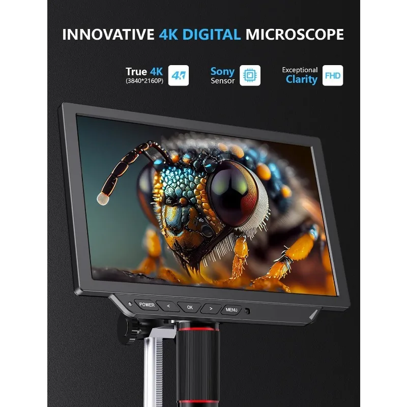 4K Digital Microscope - 2000X Magnification  Perfect for Soldering, Electronics Repair,and Full Coin Observation, 64GB Included