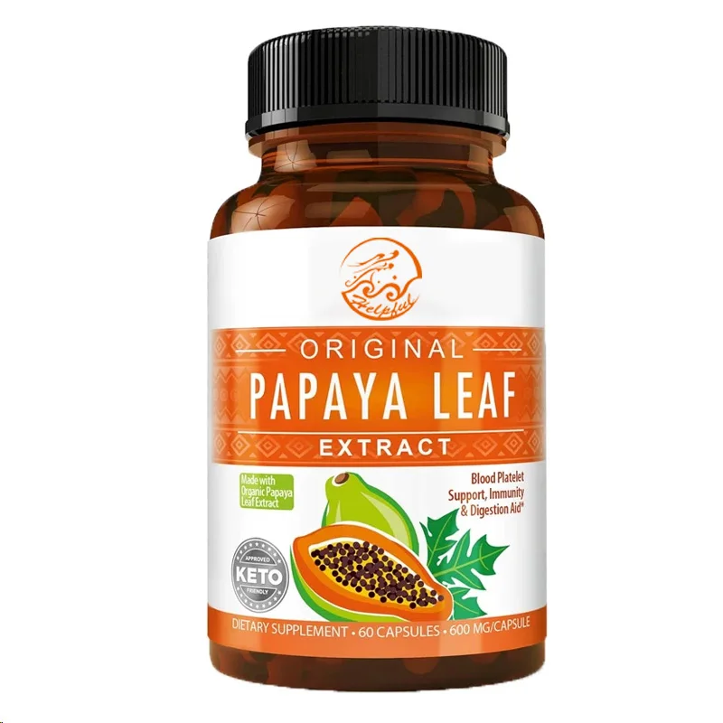 Papaya Leaf Extract Digestive Enzyme 60 Vegetarian Capsules Blood Plate, Bone Marrow, and Robust Support Immune Intestine