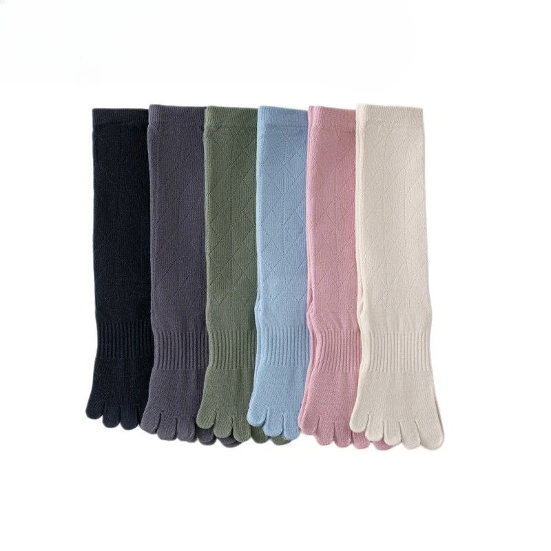 2pairs Women Pure Cotton Split‑Toe Calf Socks Non‑Slip Five‑Toed Stockings Professional Pilates Yoga Fitness Sports Socks