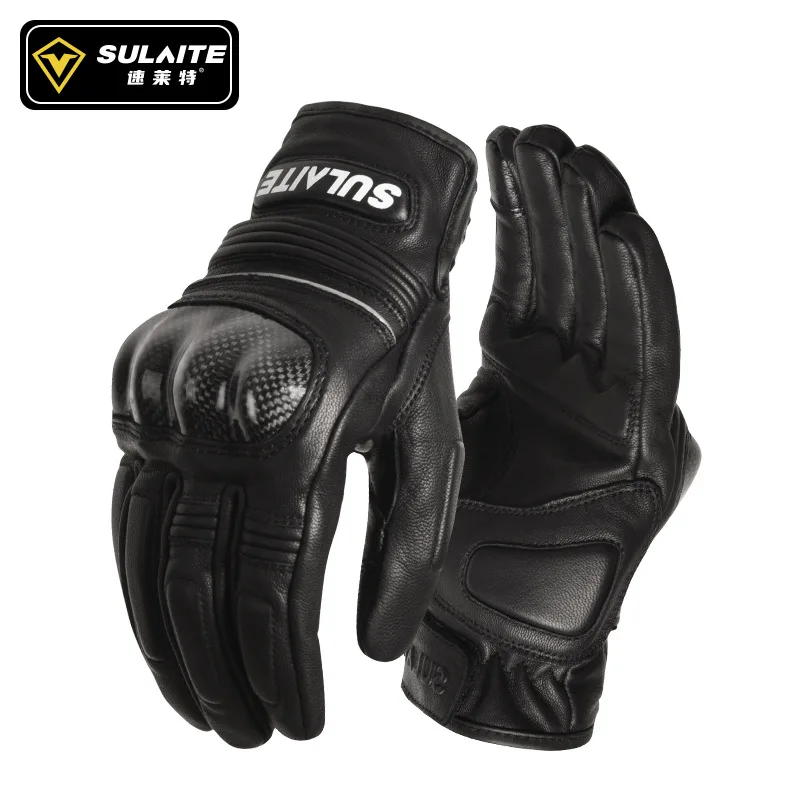 SULAITE Summer Motorcycle Gloves Men's and Women's Cycling Leather Gloves Carbon Fiber Four Seasons Fully Breathable Gloves