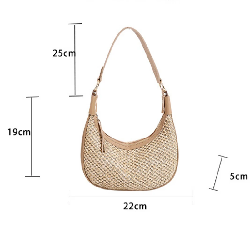 Summer New Grass Woven Shoulder Bag Bohemian Style Crossbody Bag European and American Trend Texture Leisure Dumpling Bun