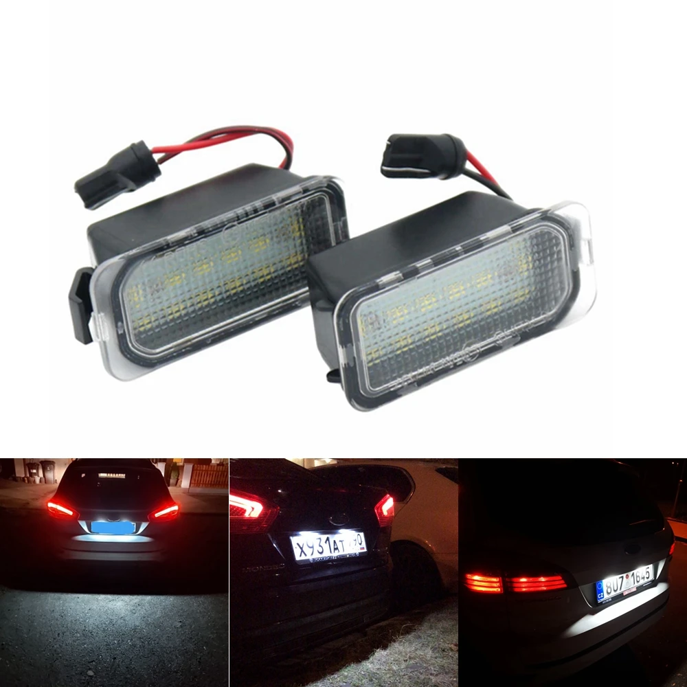 Eonstime 2Pcs 18SMD LED License Plate Number Lights Lamp Error Free For Ford Fiesta JA8 Focus DA3 Focus DYB S-max C-max Mondeo