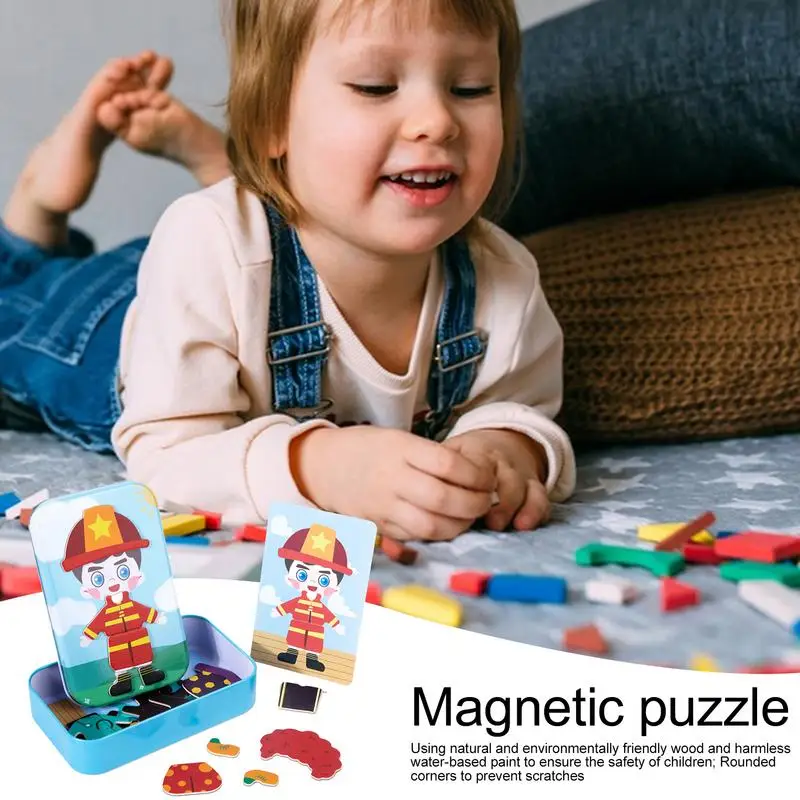 Puzzle podróżne dla dzieci nauka i edukacja magnetyczne element ubioru lalki postać element ubioru wyrażenie zmiana Puzzle dla dzieci