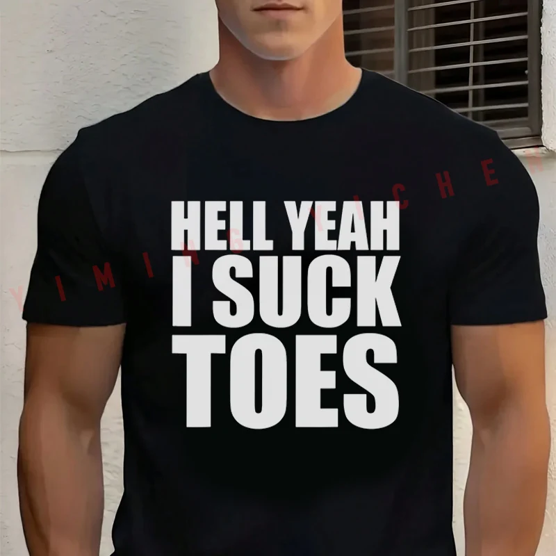 

Men's Summer Cotton T-shirt Hell Yeah I Suck Toes Funny Motorcycle Tee Casual Short-sleeve Motorbike Cycling Top