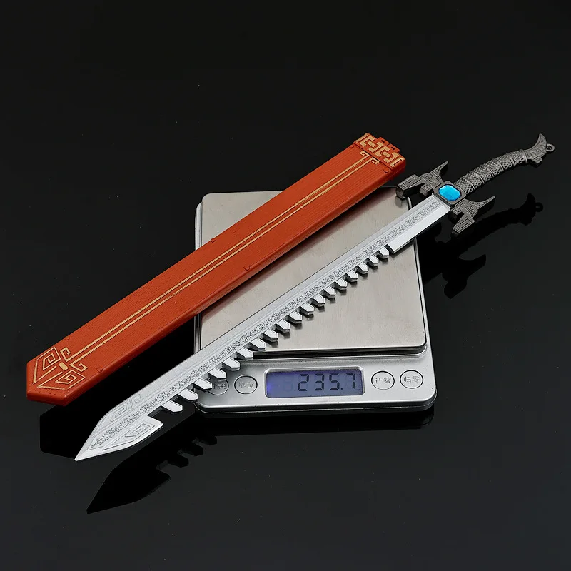 29cm/11.41in The Legend of Qin AnimePeripherals Shark Tooth Sword Metal Weapon Models Desktop Collectible Ornament Boy Toy gifts