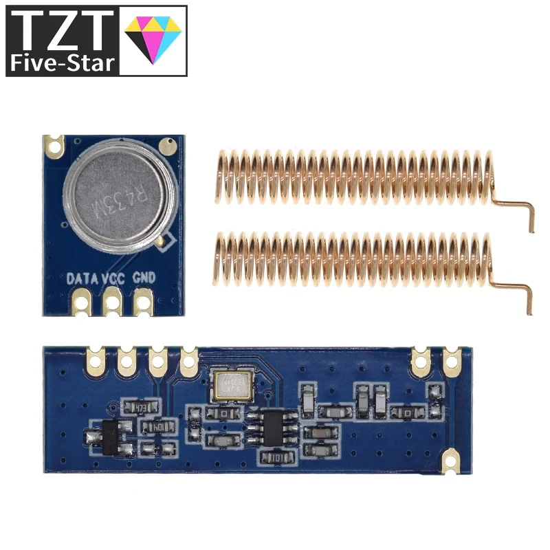 Комплект беспроводного модуля ASK 433 МГц 100 метра STX882 + ASK приемник SRX882 + 2 медных пружинных антенны