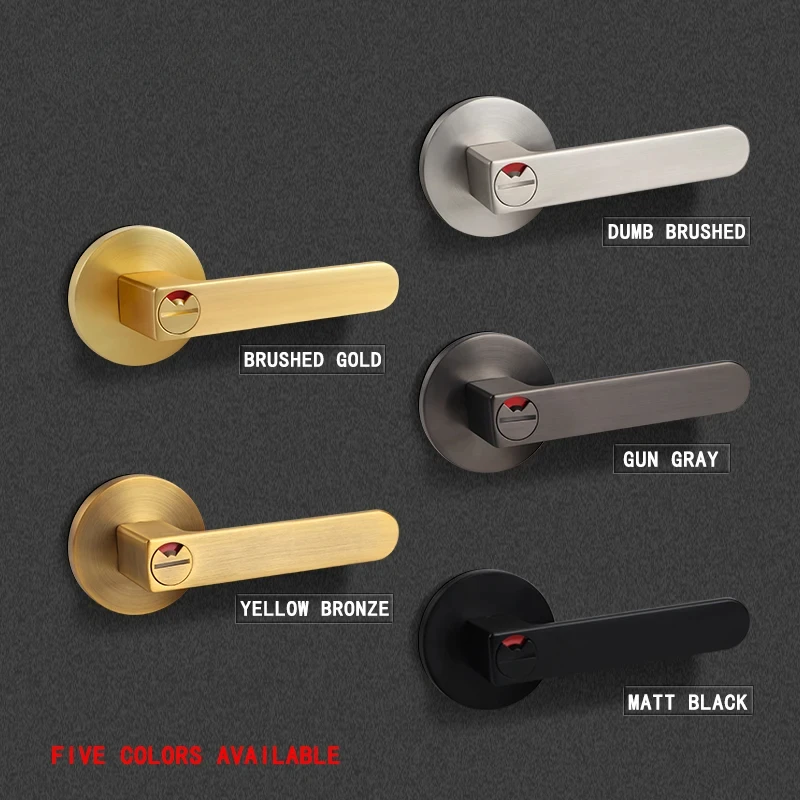 

New Bathroom Red and Green Indicator Lock Indoor Door With Key Door Handle Lock Silent Household Single Tongue Handle Lock