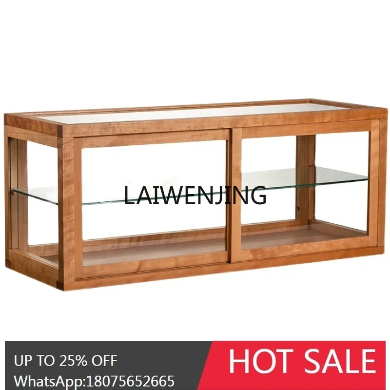 

T9-black walnut solid wood transparent dust-proof bread glass cabinet desktop cake display cabinet customization